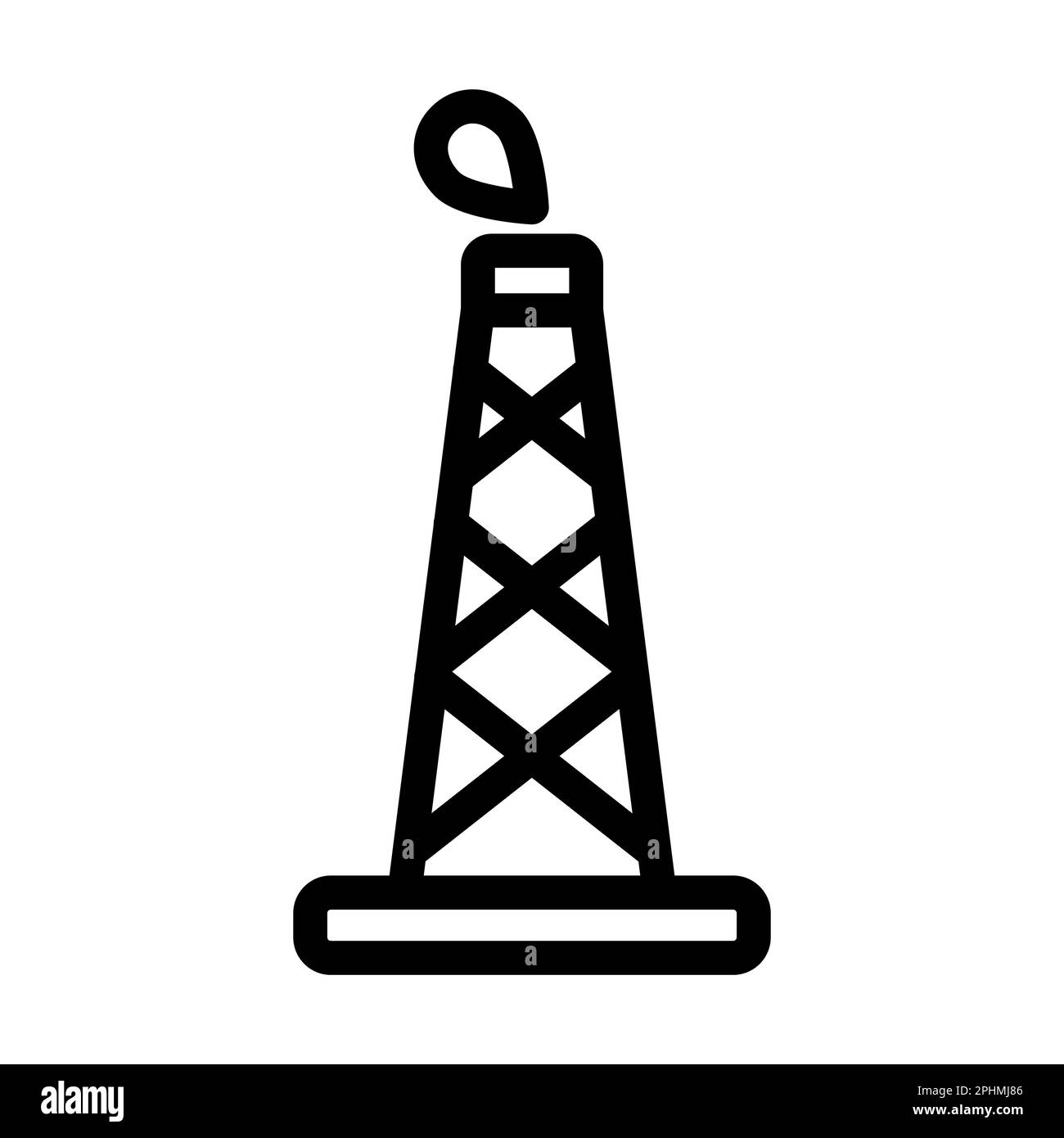 Oil Tower Vector Thick Line Icon For Personal And Commercial Use. Stock Photo