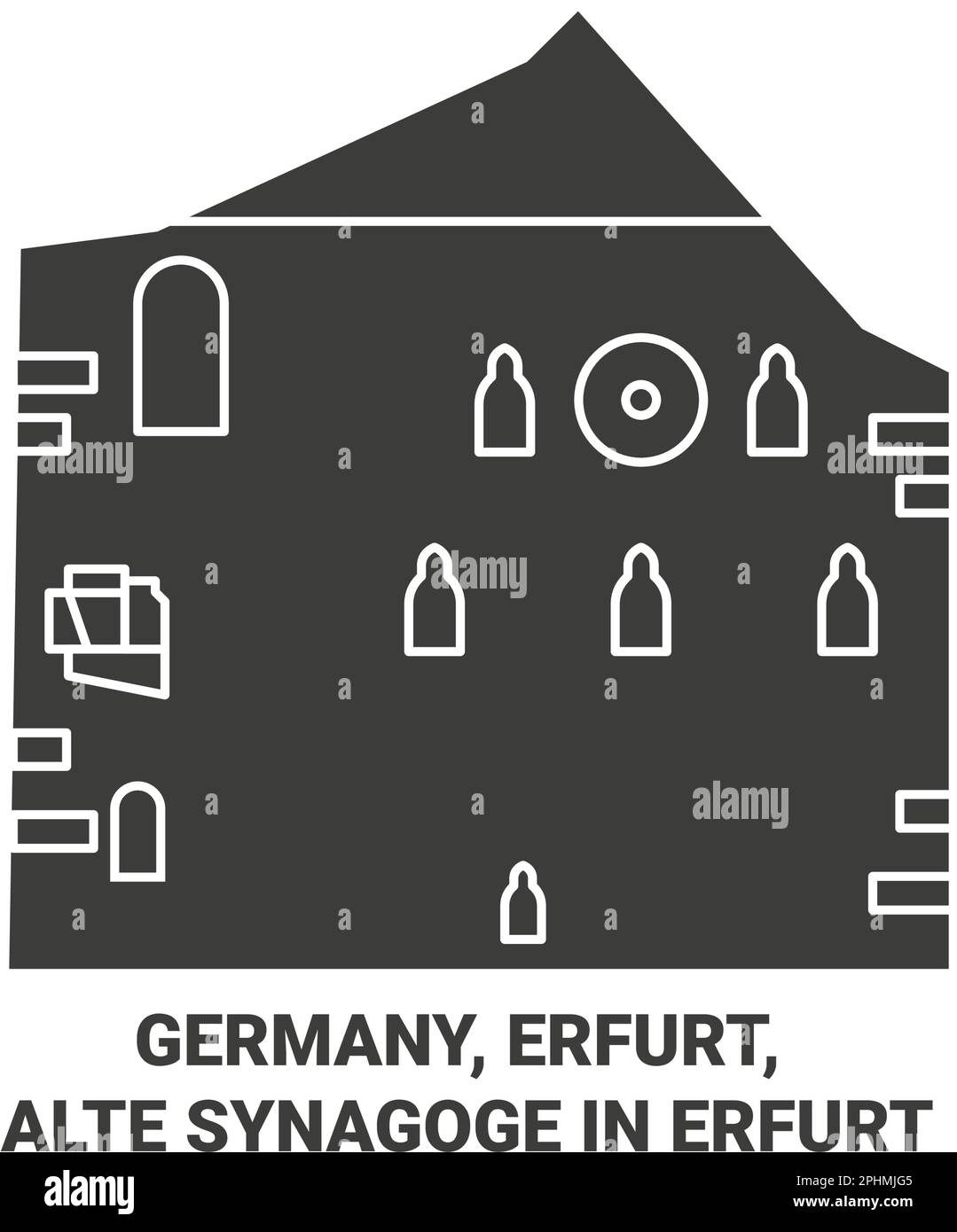 Germany, Erfurt, Alte Synagoge In Erfurt travel landmark vector illustration Stock Vector