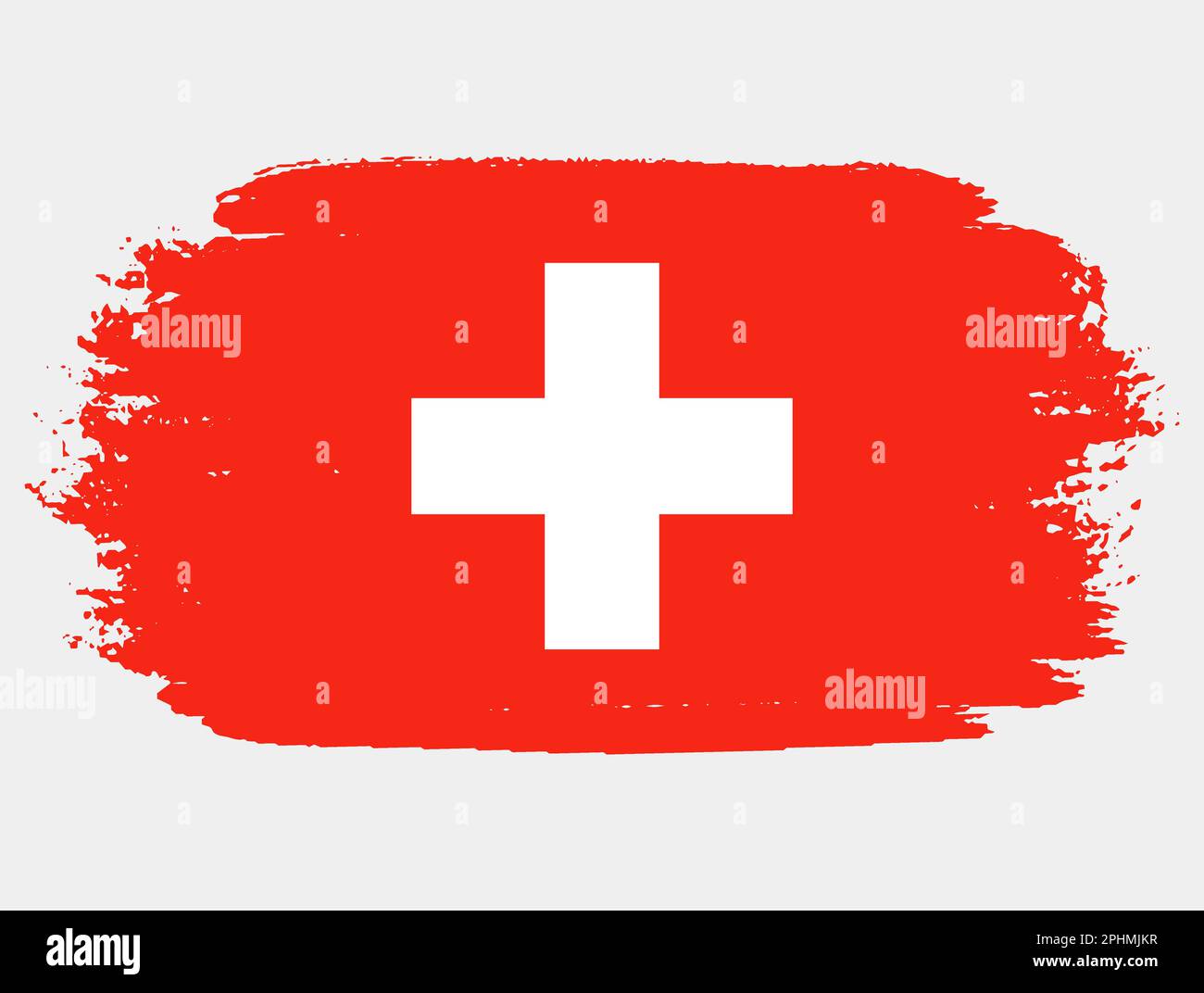 Artistic grunge brush flag of Switzerland isolated on white background. Elegant texture of national country flag Stock Vector