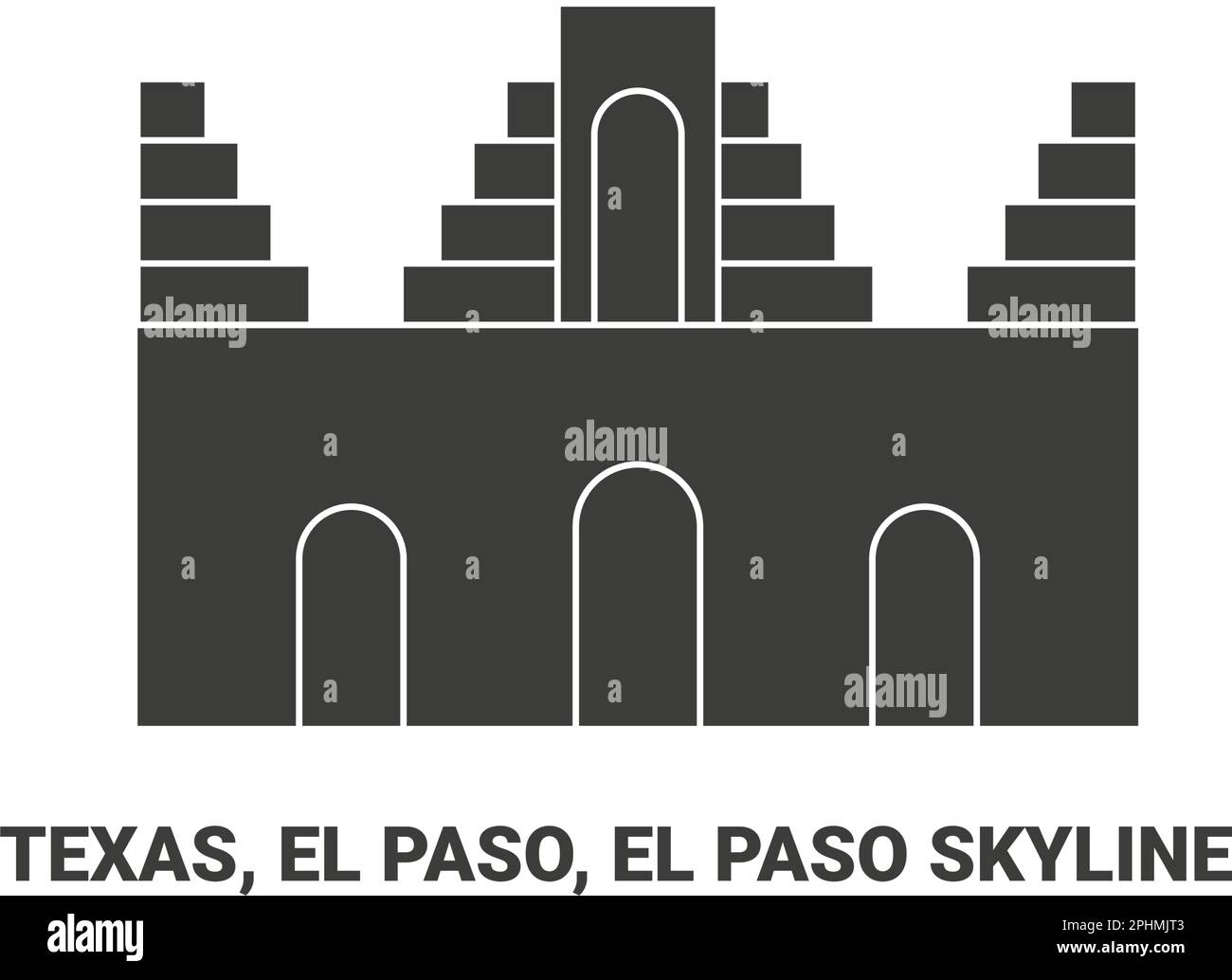 United States, Texas, El Paso, El Paso Skyline, travel landmark vector illustration Stock Vector