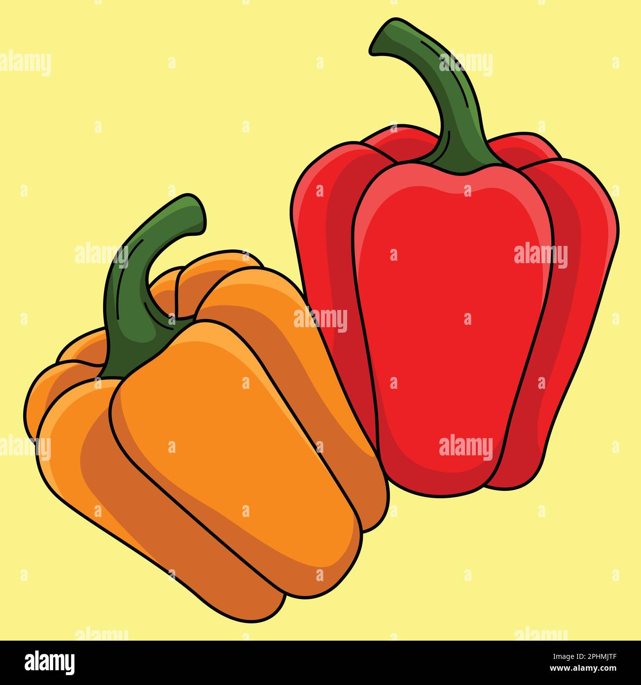 Bell Pepper Fruit Colored Cartoon Illustration Stock Vector Image & Art