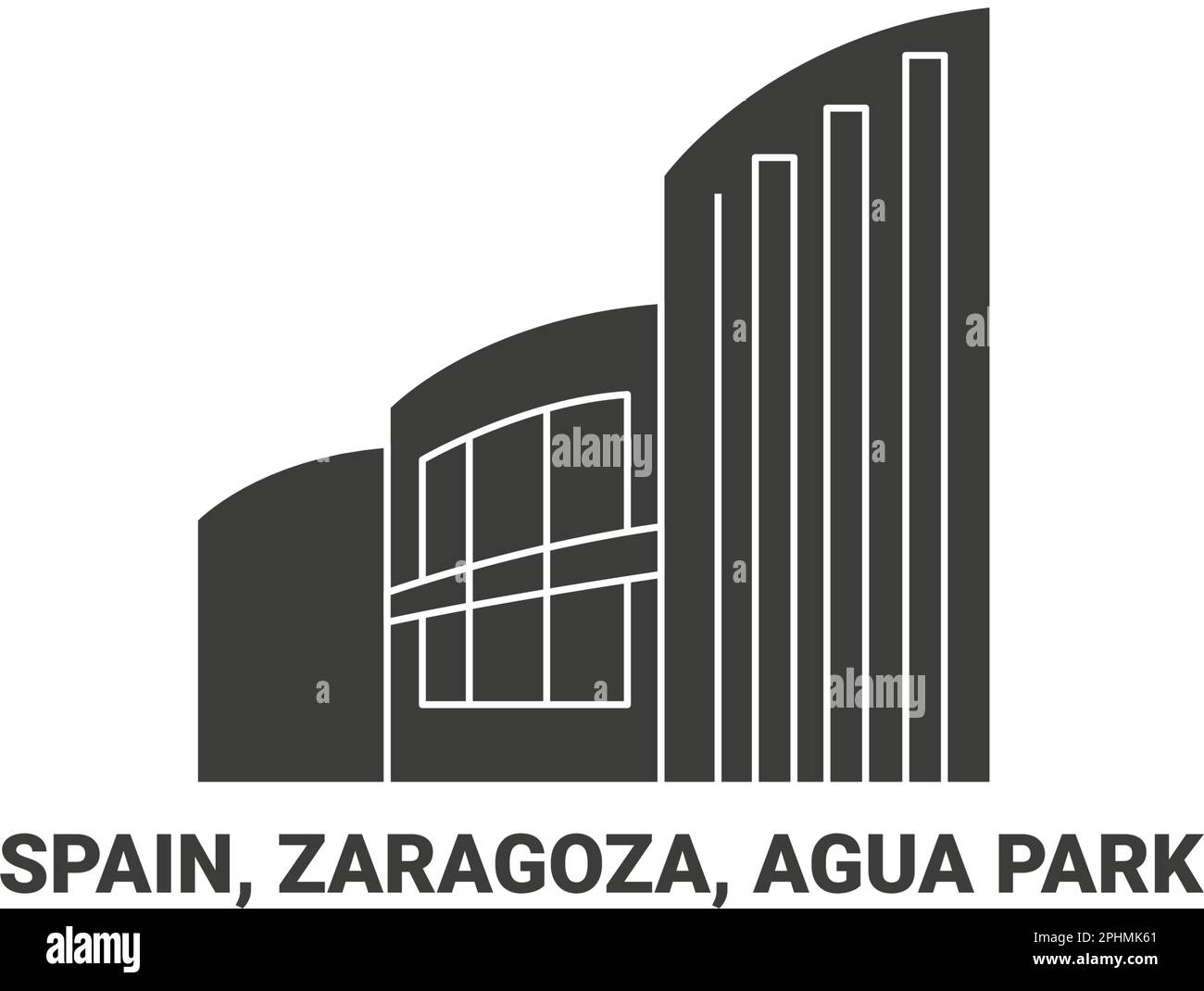 Spain, Zaragoza, Agua Park, travel landmark vector illustration Stock Vector