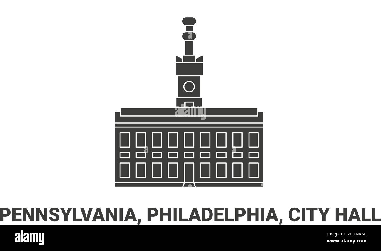 United States, Pennsylvania, Philadelphia, City Hall, travel landmark vector illustration Stock Vector