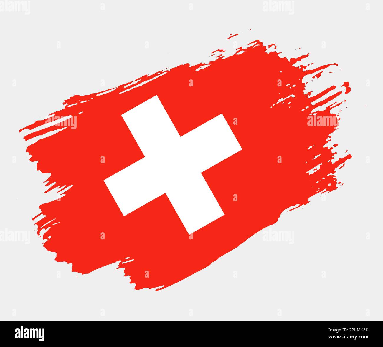 Artistic grunge brush flag of Switzerland isolated on white background. Elegant texture of national country flag Stock Vector