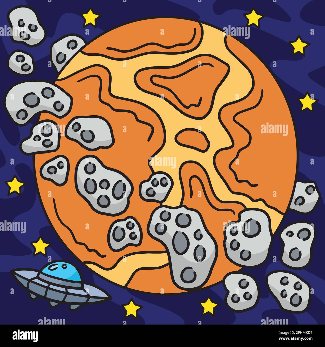 UFO and Asteroid In Space Colored Cartoon Stock Vector Image & Art - Alamy