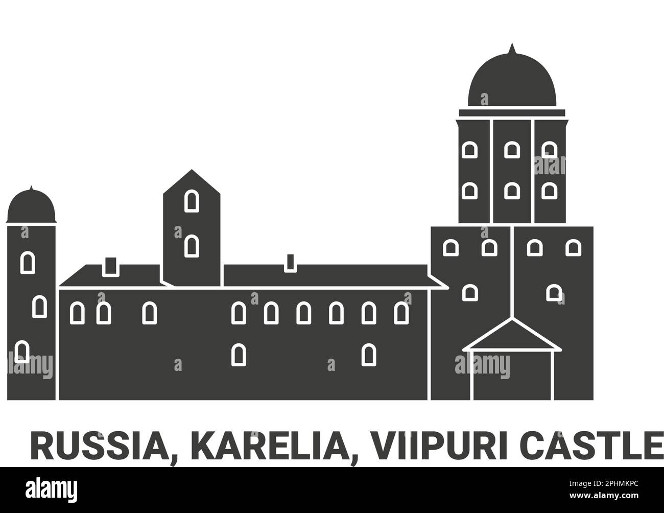 Russia, Karelia, Viipuri Castle, travel landmark vector illustration Stock Vector