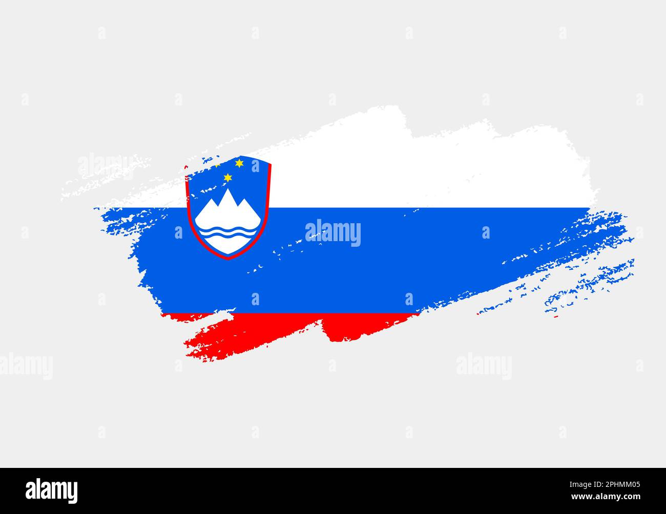 Artistic grunge brush flag of Slovenia isolated on white background ...