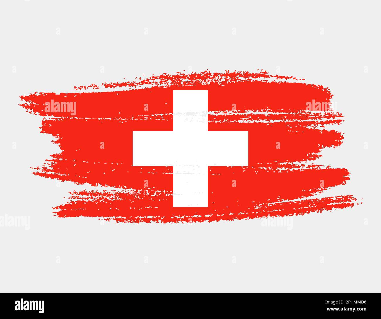 Artistic grunge brush flag of Switzerland isolated on white background. Elegant texture of national country flag Stock Vector