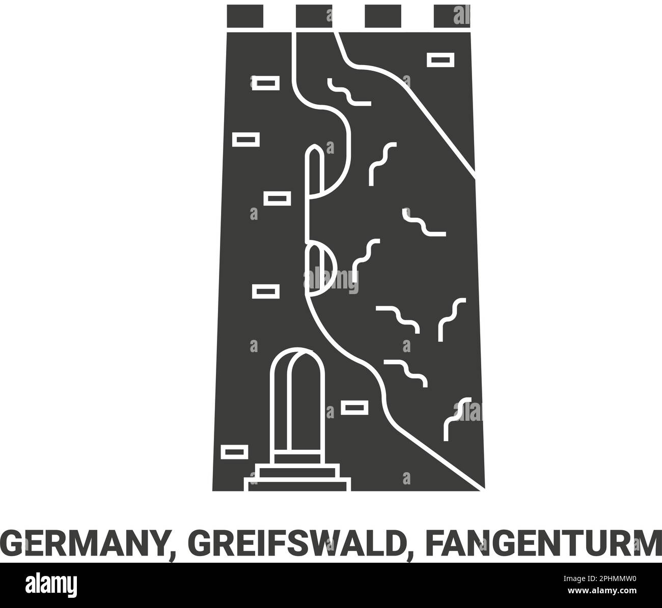 Germany, Greifswald, Fangenturm travel landmark vector illustration Stock Vector
