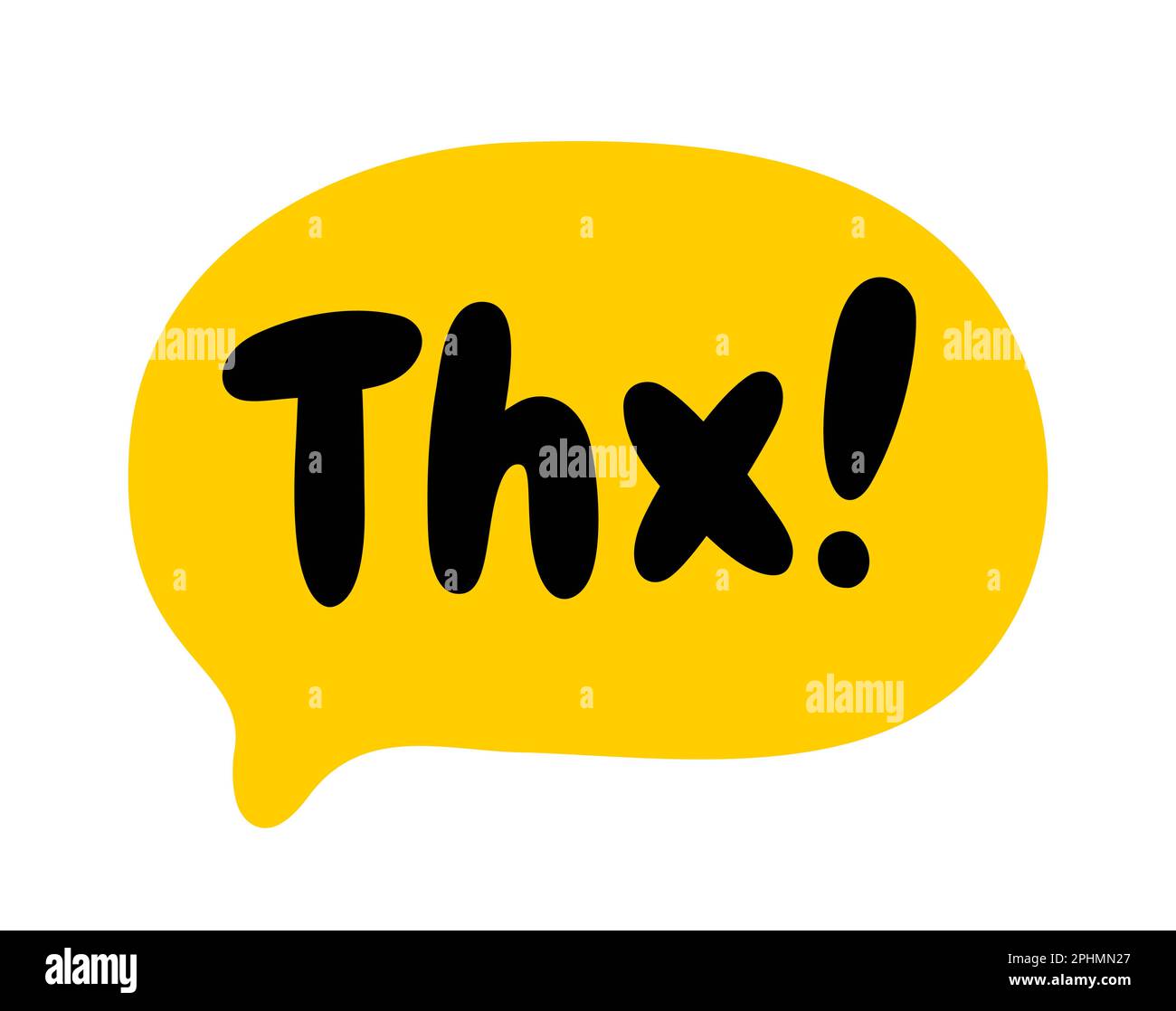 THX speech bubble. Thank you text. Hand drawn quote. Thanks hand