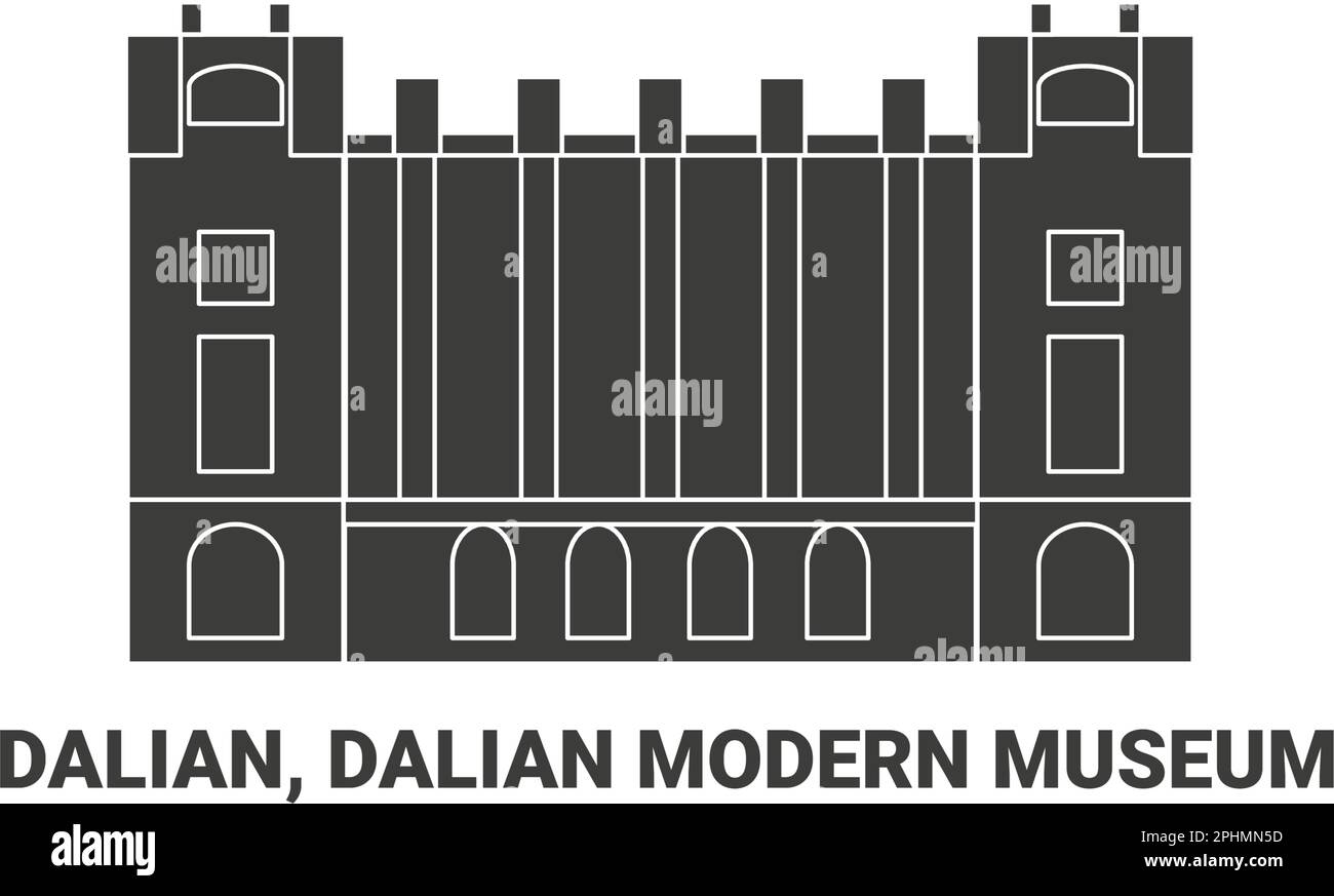 China, Dalian, Dalian Modern Museum, travel landmark vector illustration Stock Vector