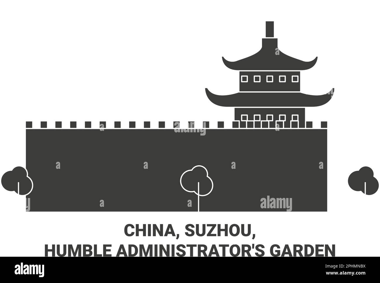 China, Suzhou, Humble Administrator's Garden travel landmark vector illustration Stock Vector