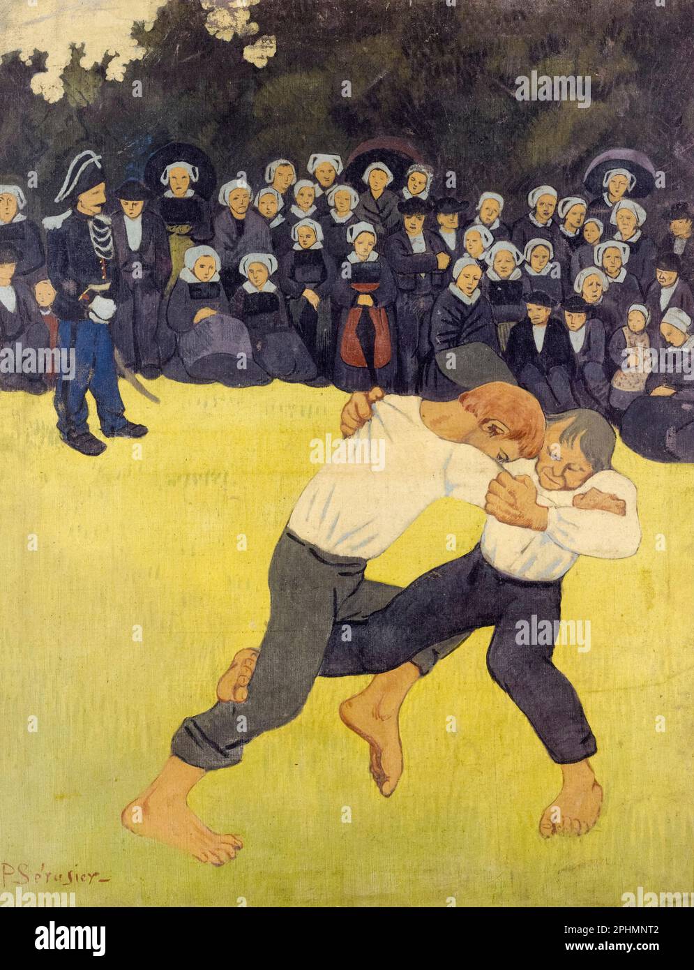 Paul Serusier, Breton Wrestling, painting in oil on canvas, 1890-1891 Stock Photo