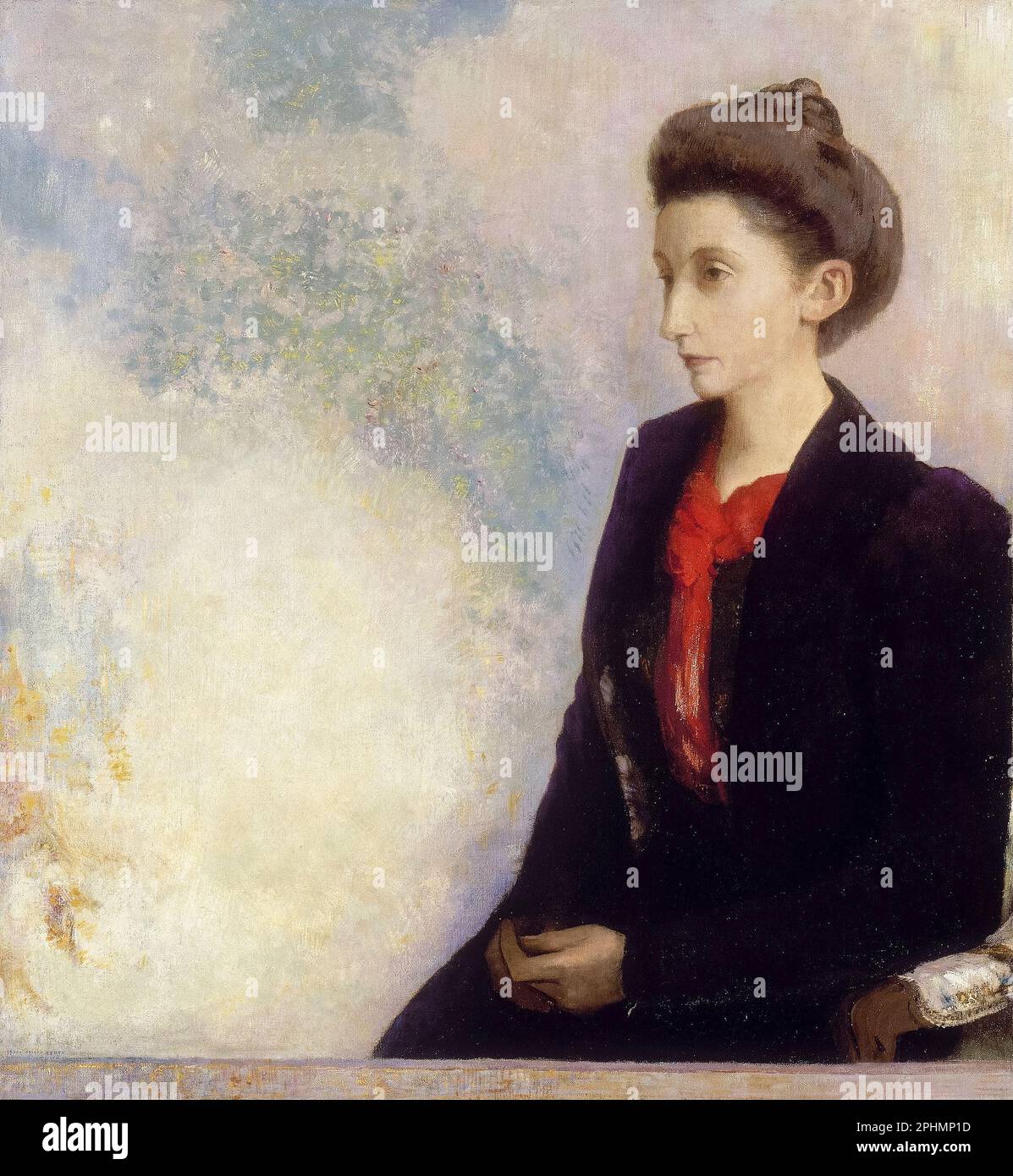 Baroness Robert de Domecy, portrait painting in oil on canvas by Odilon Redon, 1900 Stock Photo