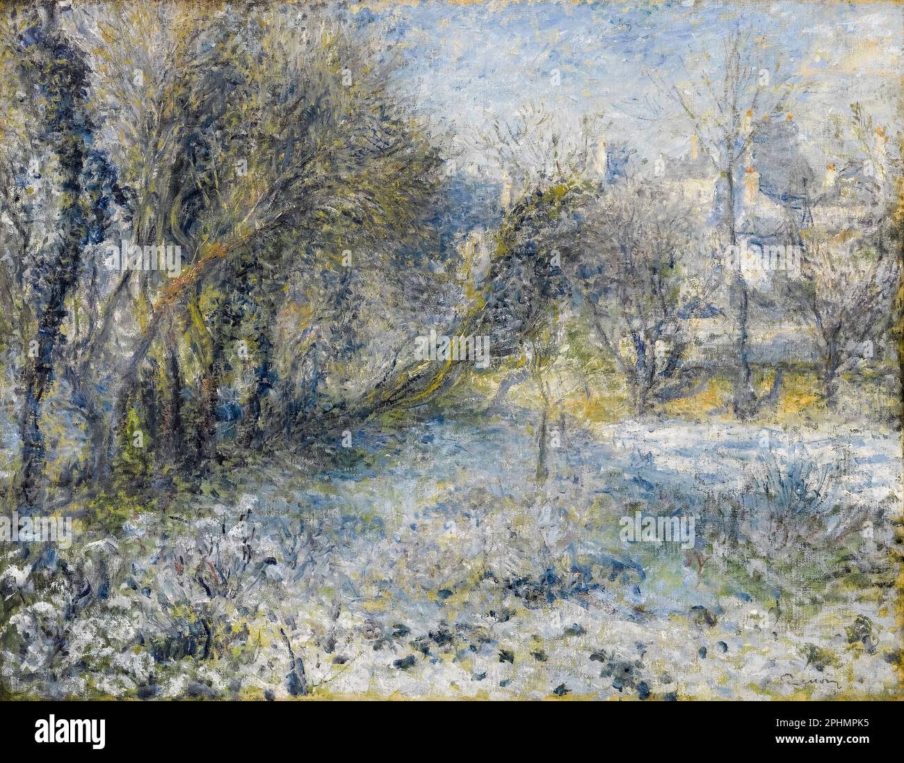 Pierre Auguste Renoir, Snow-covered Landscape, painting in oil on canvas, 1870-1875 Stock Photo