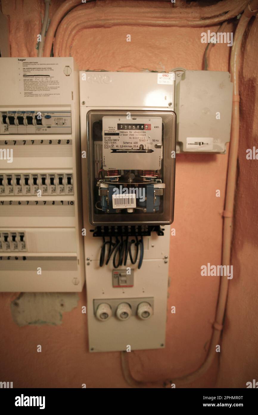 ELECTRICITY METER older analog type Stock Photo