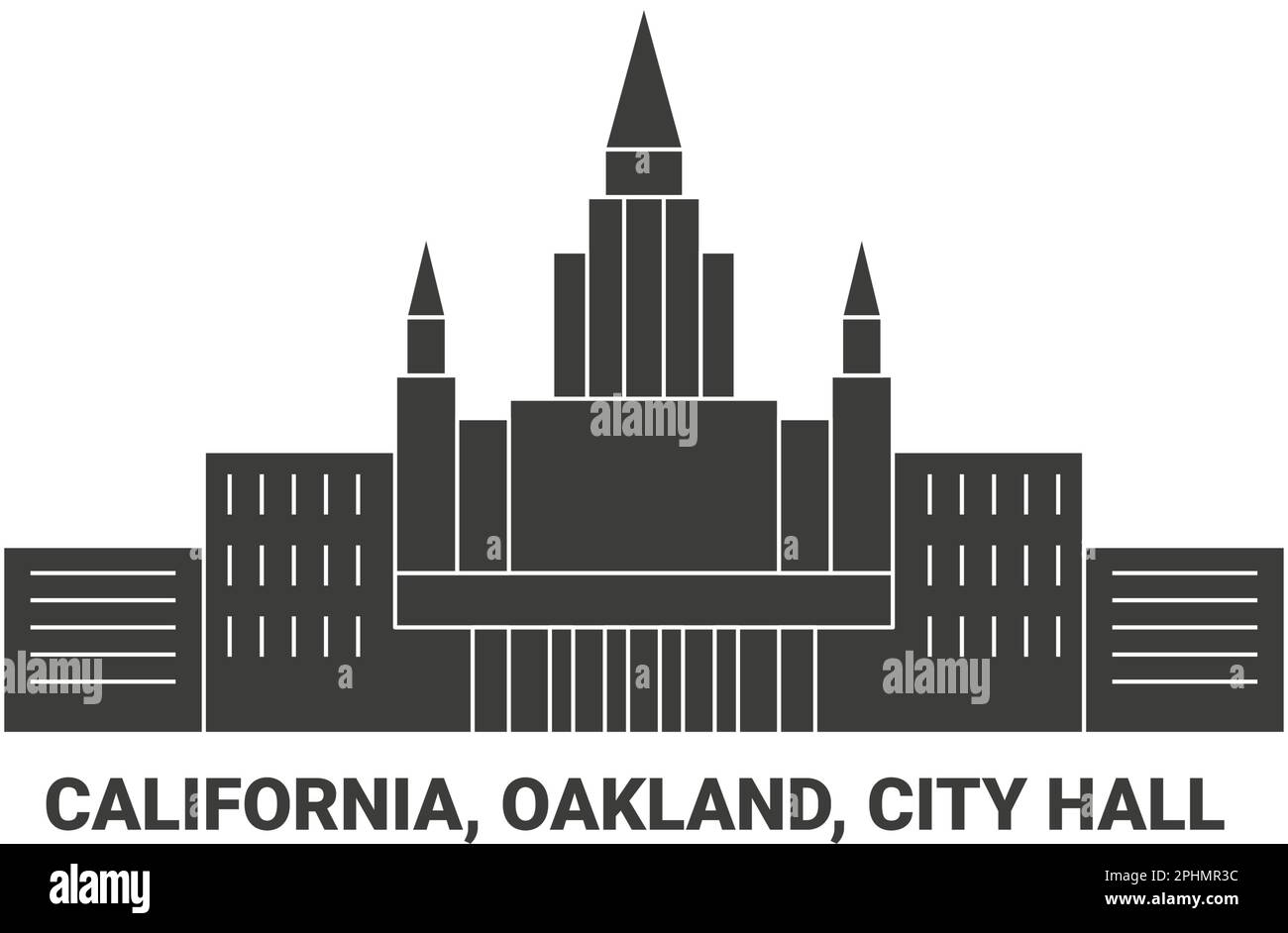 United States, California, Oakland, City Hall travel landmark vector illustration Stock Vector
