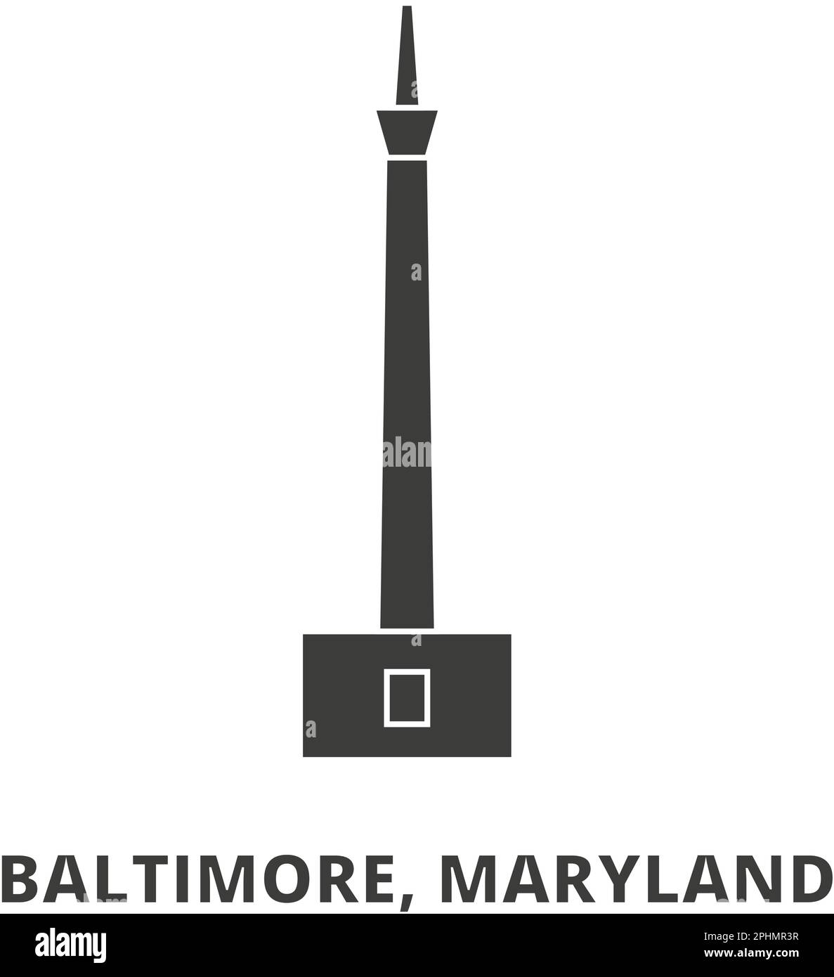 United States, Baltimore, Maryland, Monument travel landmark vector illustration Stock Vector