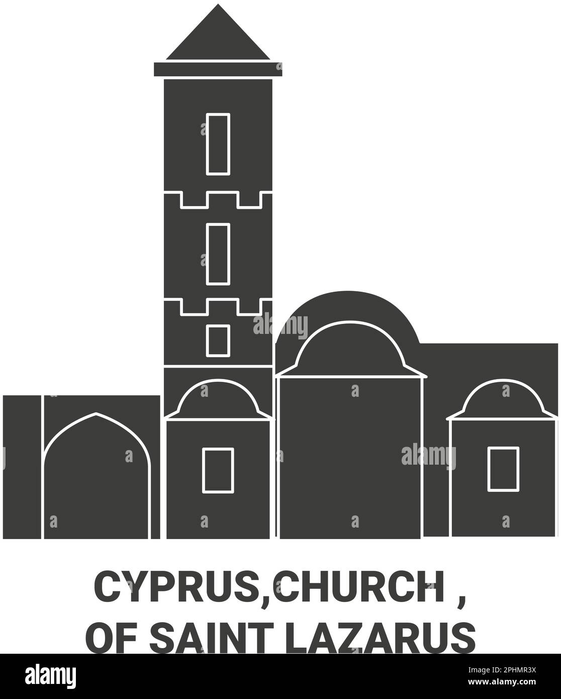 Cyprus, Church Of Saint Lazarus travel landmark vector illustration Stock Vector