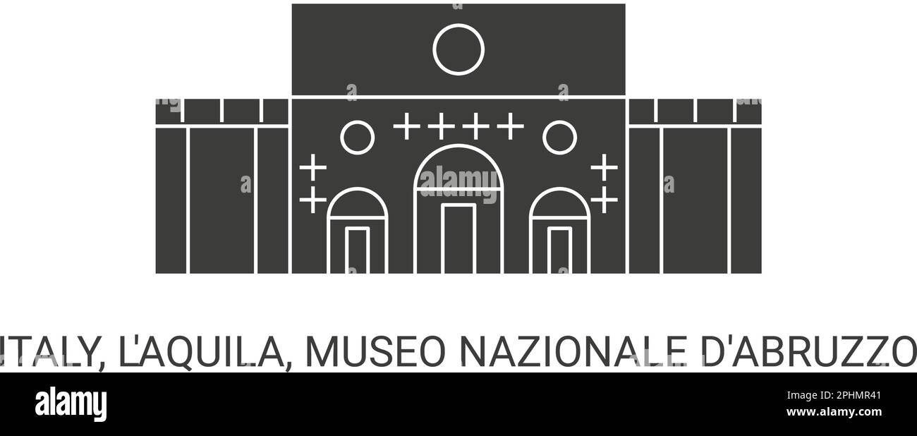 Italy, L'aquila, Museo Nazionale D'abruzzo, travel landmark vector illustration Stock Vector
