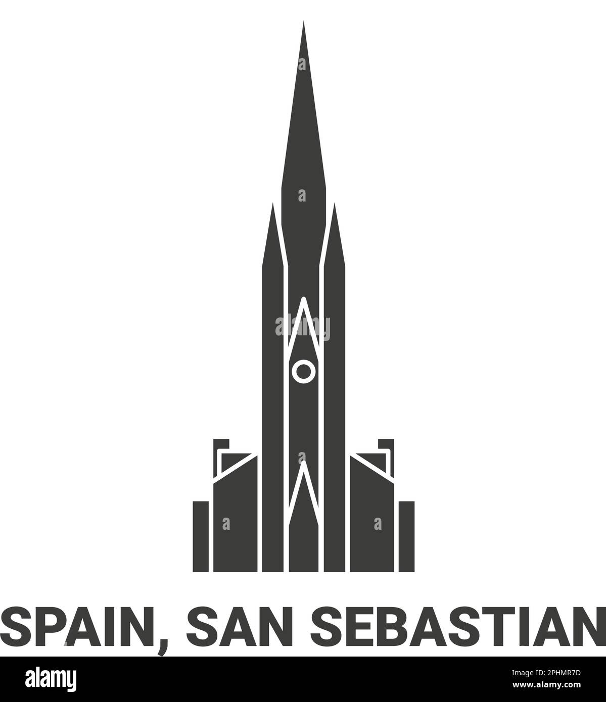 Spain, San Sebastian travel landmark vector illustration Stock Vector