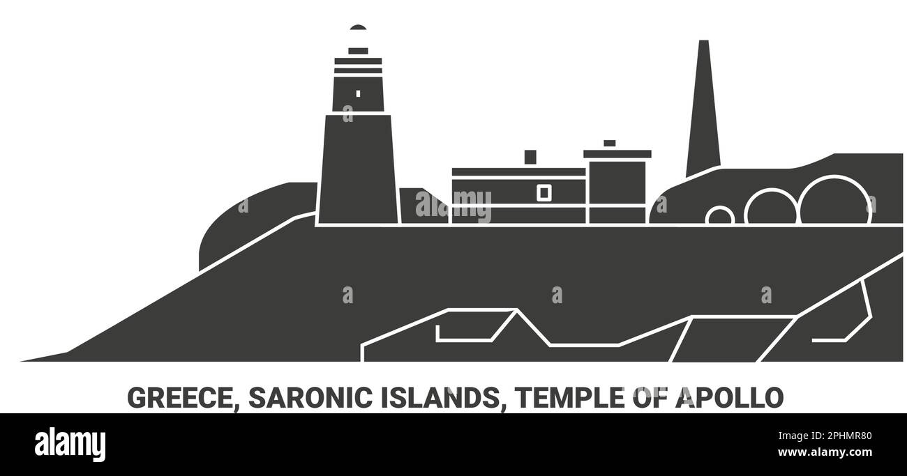 Greece, Saronic Islands, Temple Of Apollo travel landmark vector illustration Stock Vector