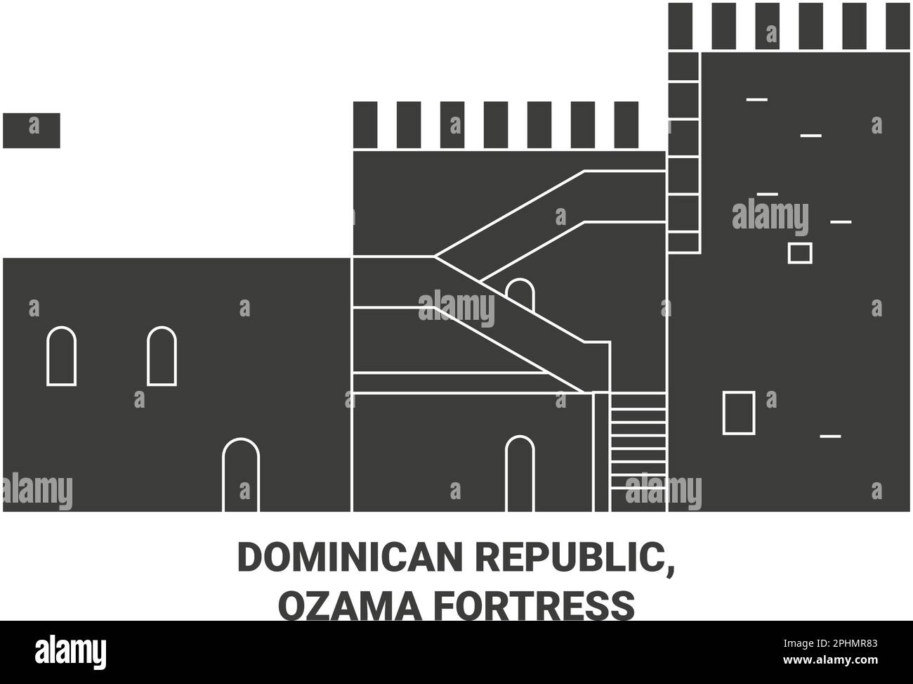 Dominican Republic, Ozama Fortress travel landmark vector illustration Stock Vector