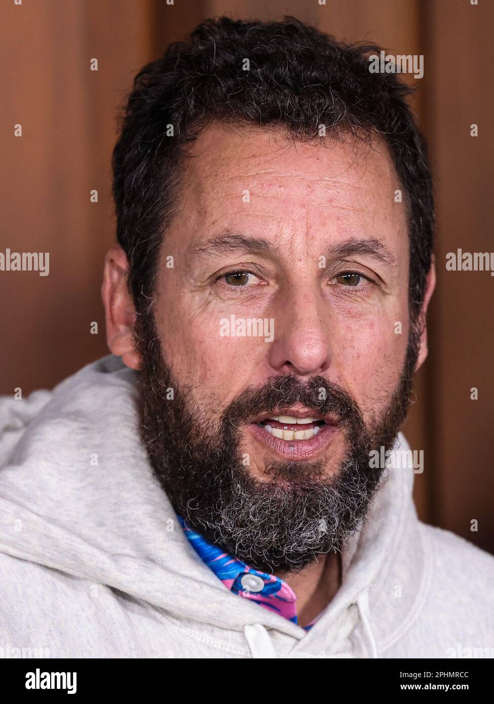 WESTWOOD, LOS ANGELES, CALIFORNIA, USA - MARCH 28: American comedian, actor, screenwriter, producer, singer and musician Adam Sandler arrives at the Los Angeles Premiere Of Netflix's 'Murder Mystery 2' held at the Regency Village Theatre on March 28, 2023 in Westwood, Los Angeles, California, United States. (Photo by Xavier Collin/Image Press Agency) Stock Photo
