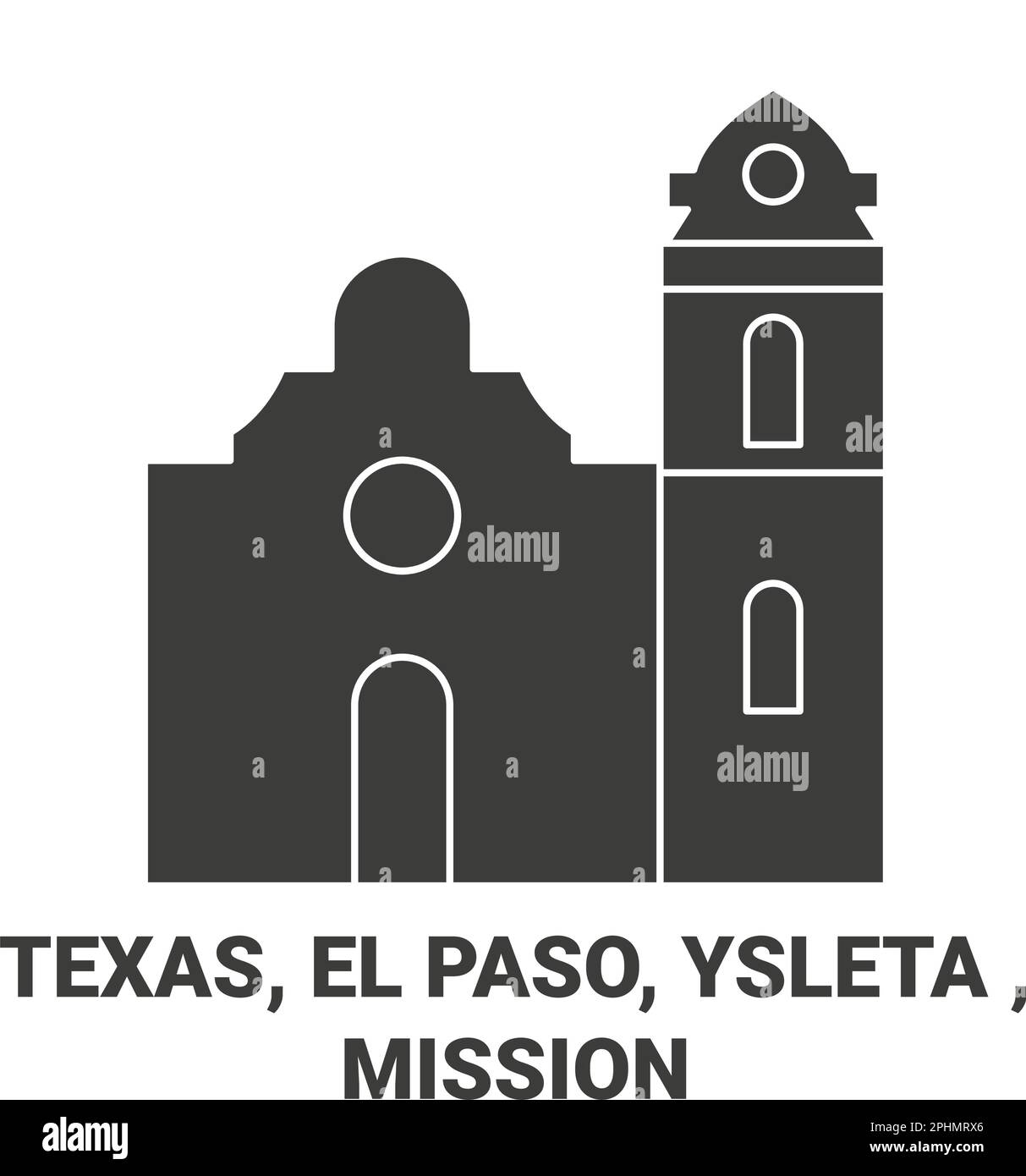 United States, Texas, El Paso, Ysleta , Mission travel landmark vector illustration Stock Vector