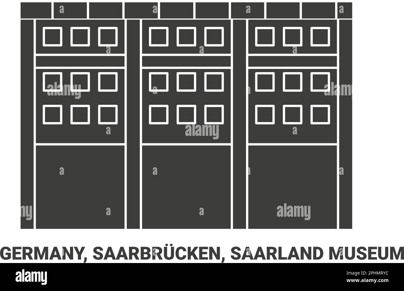 Germany, Saarbrucken, Saarland Museum travel landmark vector illustration Stock Vector