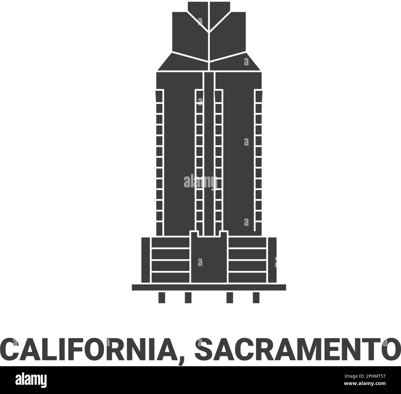 United States, California, Sacramento travel landmark vector illustration Stock Vector