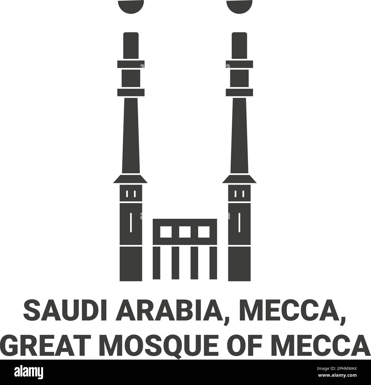 Saudi Arabia, Mecca, Great Mosque Of Mecca travel landmark vector illustration Stock Vector