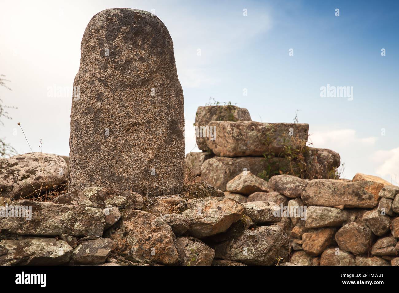 Prehistoric stone monument in Filitosa, Corsica, France Stock Photo