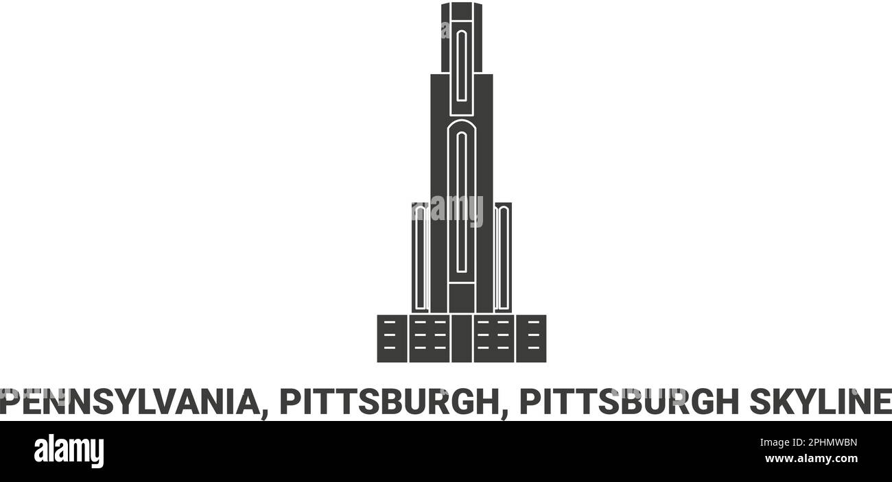 United States, Pennsylvania, Pittsburgh, Pittsburgh Skyline, travel landmark vector illustration Stock Vector