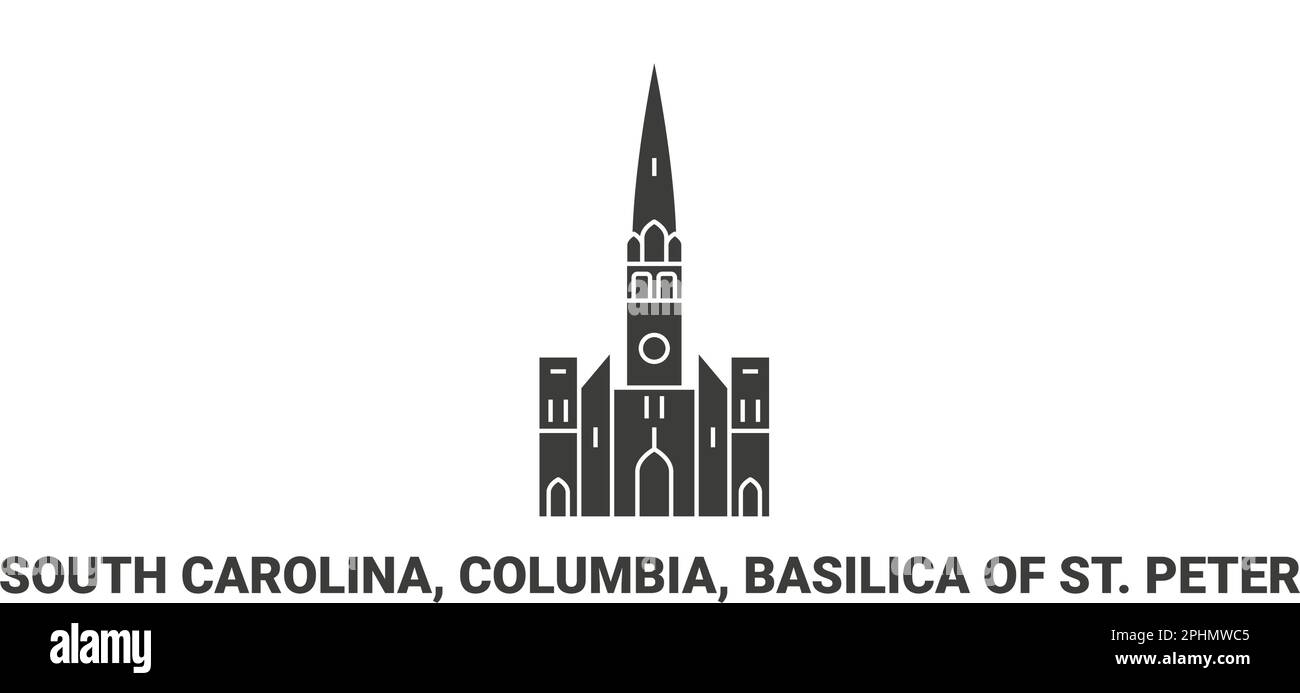 United States, South Carolina, Columbia, Basilica Of St. Peter, travel landmark vector illustration Stock Vector