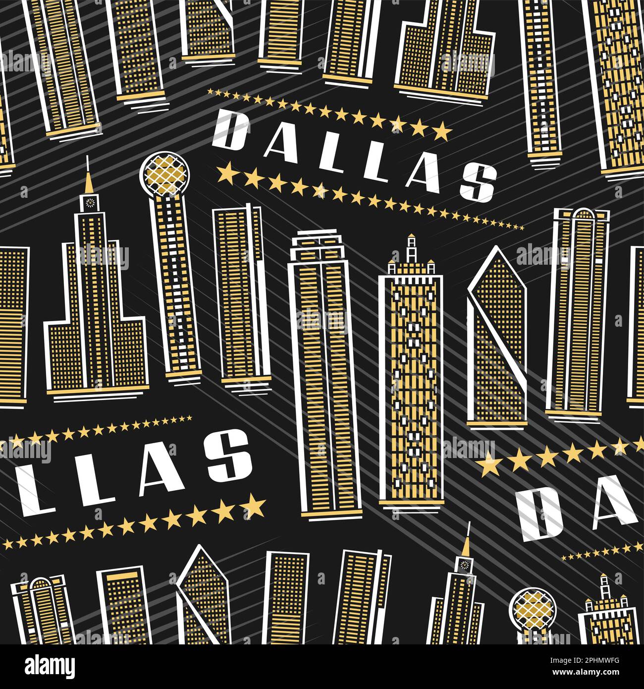 Vector Dallas Seamless Pattern, square repeating background with