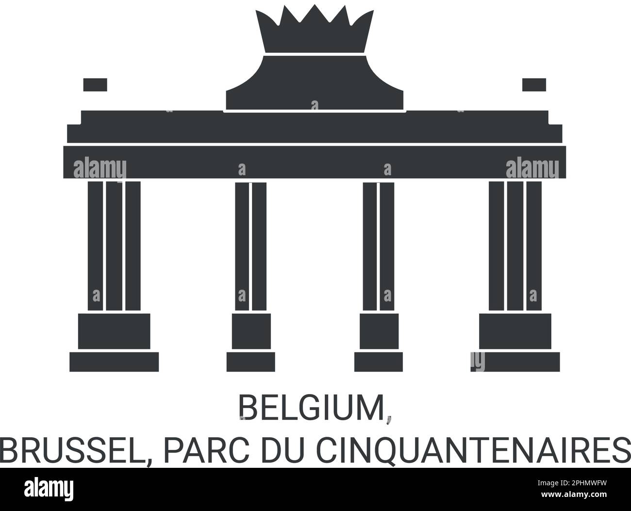 Belgium, Brussel, Parc Du Cinquantenaires travel landmark vector illustration Stock Vector