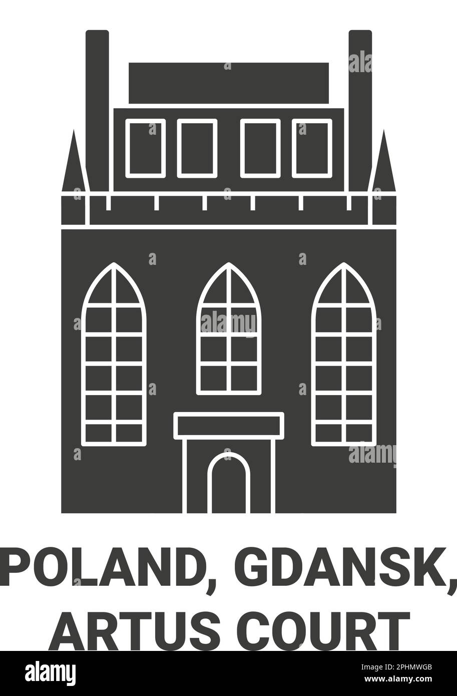 Poland, Gdansk, Artus Court travel landmark vector illustration Stock Vector