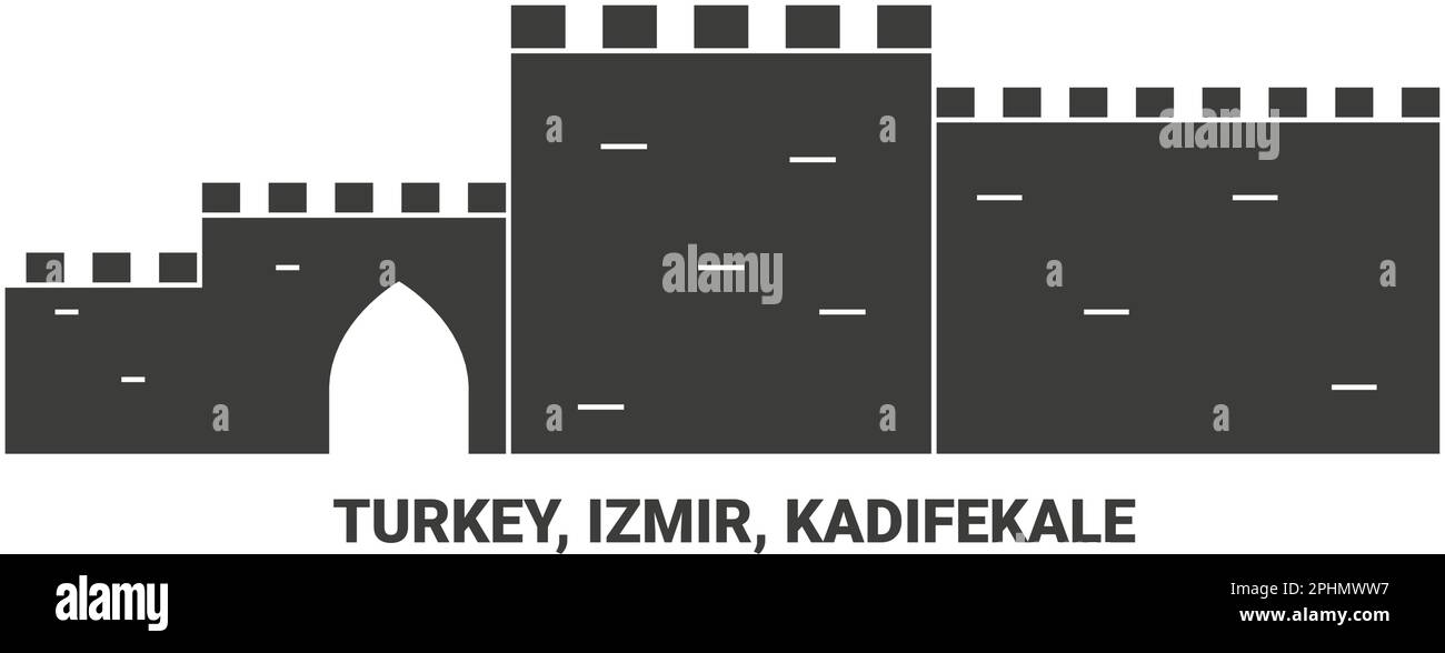 Turkey, Izmir, Kadifekale, travel landmark vector illustration Stock Vector
