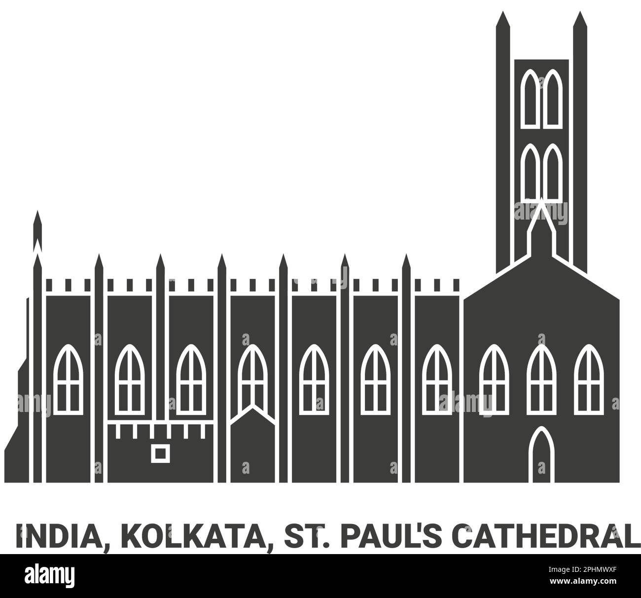 India, Kolkata, St. Paul's Cathedral travel landmark vector illustration Stock Vector