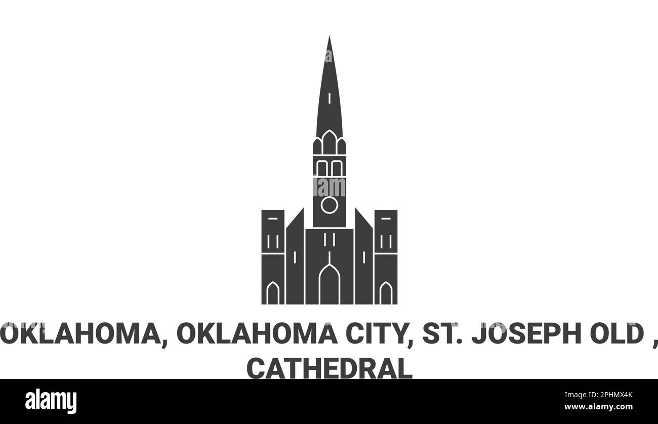 United States, Oklahoma, Oklahoma City, St. Joseph Old , Cathedral travel landmark vector illustration Stock Vector