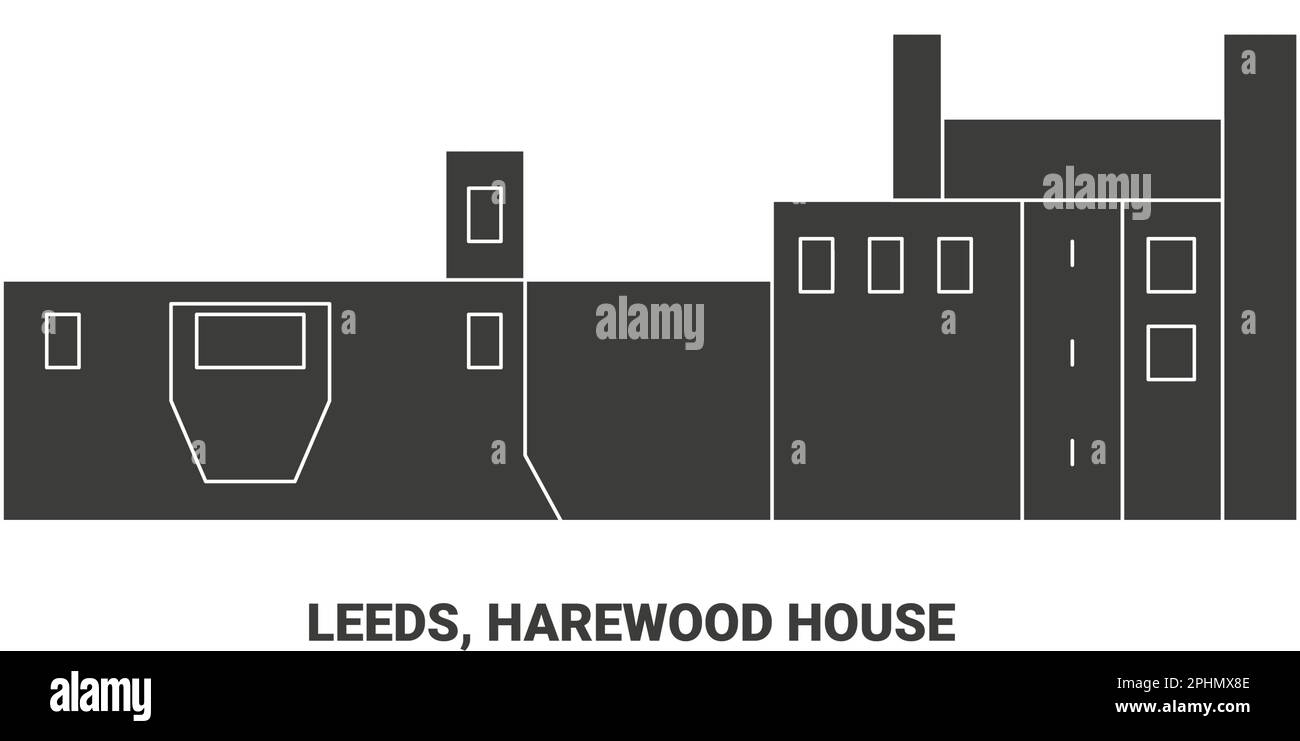 Uk, Leeds, Harewood House, travel landmark vector illustration Stock Vector