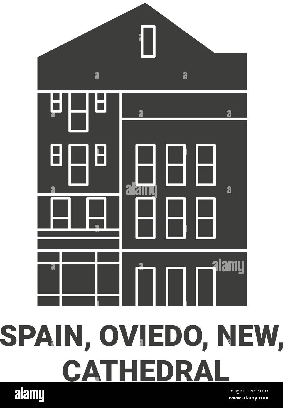 Spain, Oviedo, New Cathedral travel landmark vector illustration Stock Vector