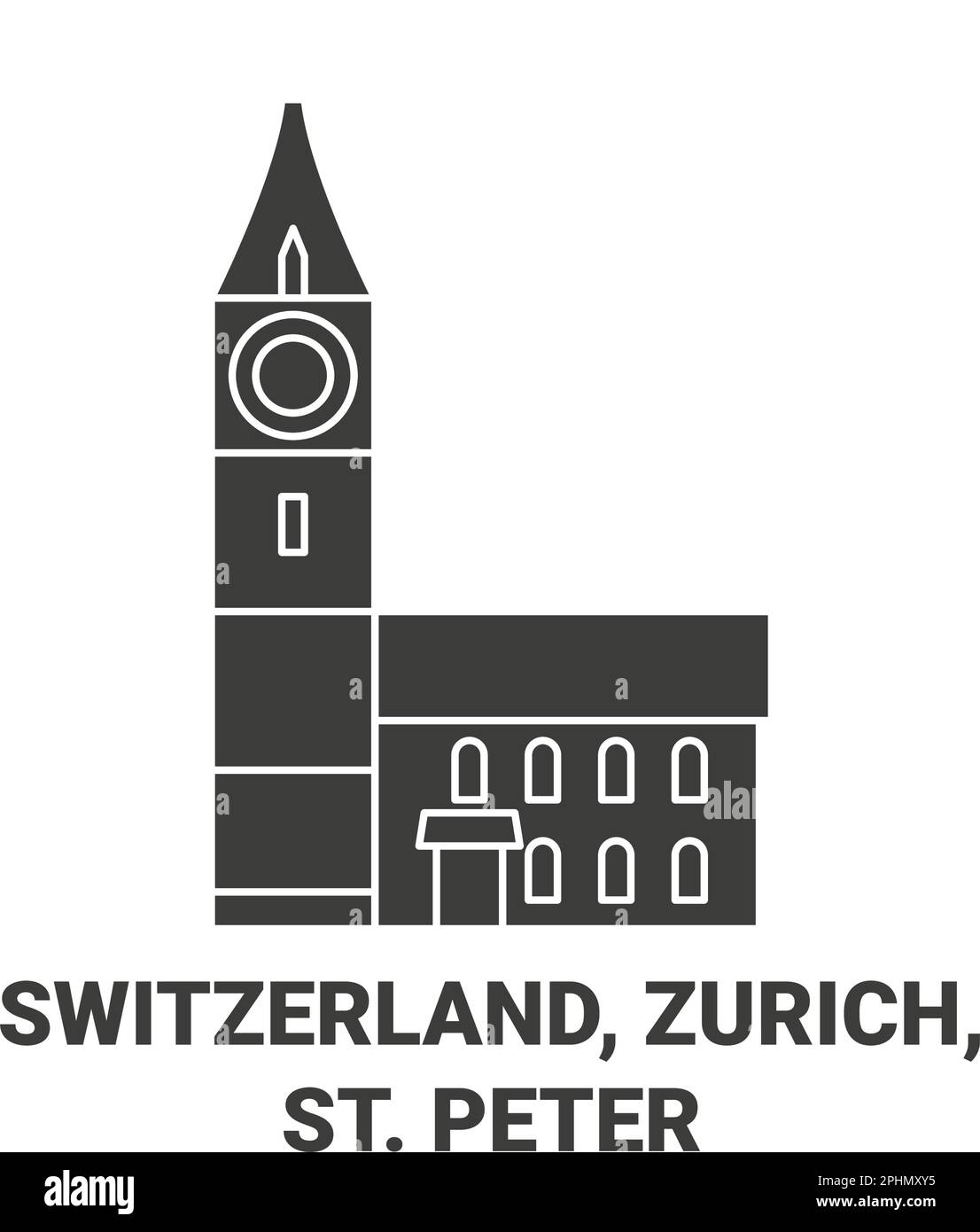 Switzerland, Zurich, St. Peter travel landmark vector illustration Stock Vector