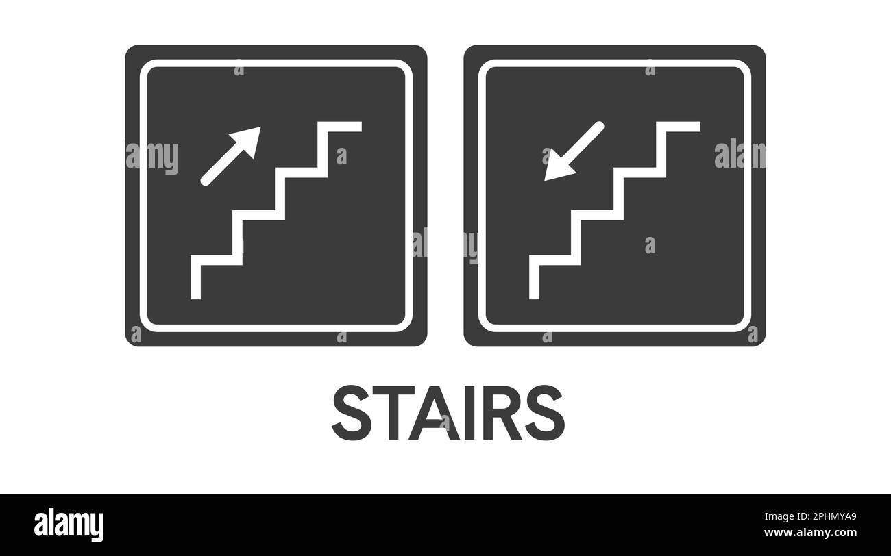 Climbing and down stairs icon. Vector Isolated Black and White Illustration of Stairs Signs Stock Vector