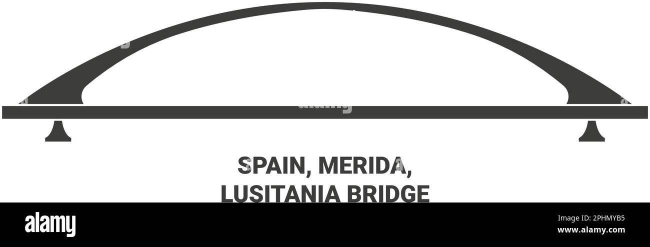 Spain, Merida, Lusitania Bridge travel landmark vector illustration Stock Vector