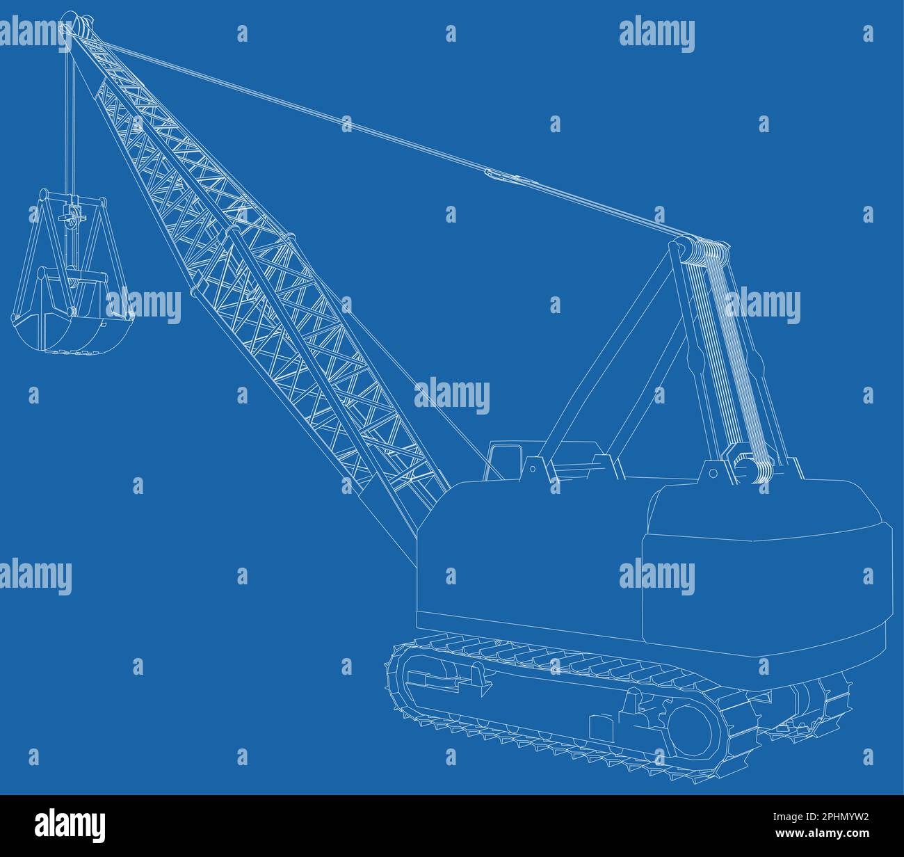 Dragline for used coal mining. Bucket is massive Stock Vector