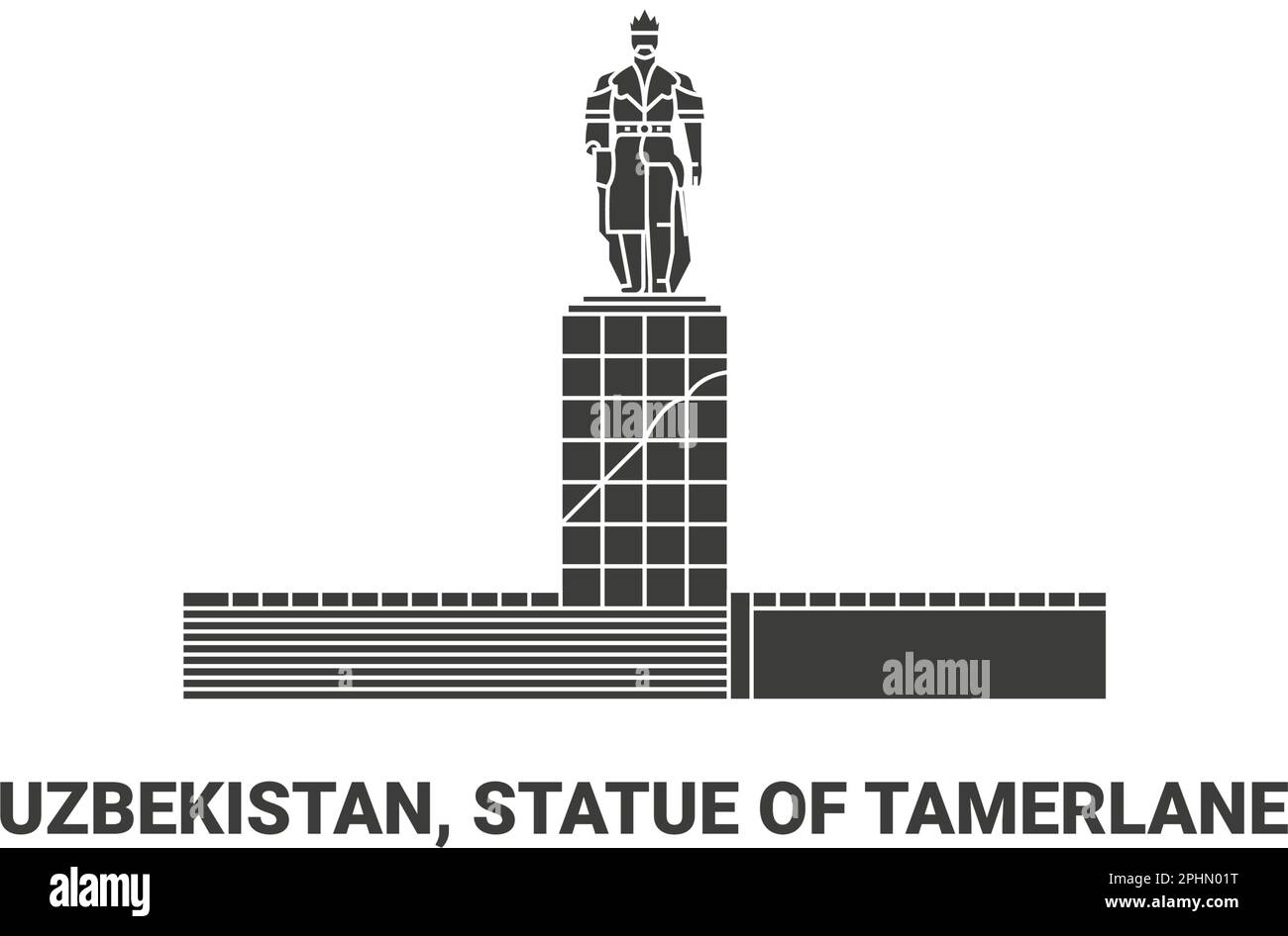 Uzbekistan, Statue Of Tamerlane, travel landmark vector illustration Stock Vector