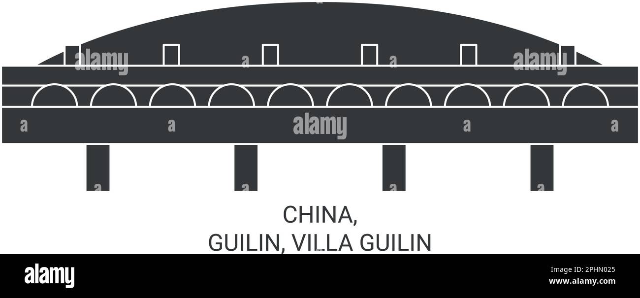 China, Guilin, Villa Guilin travel landmark vector illustration Stock Vector