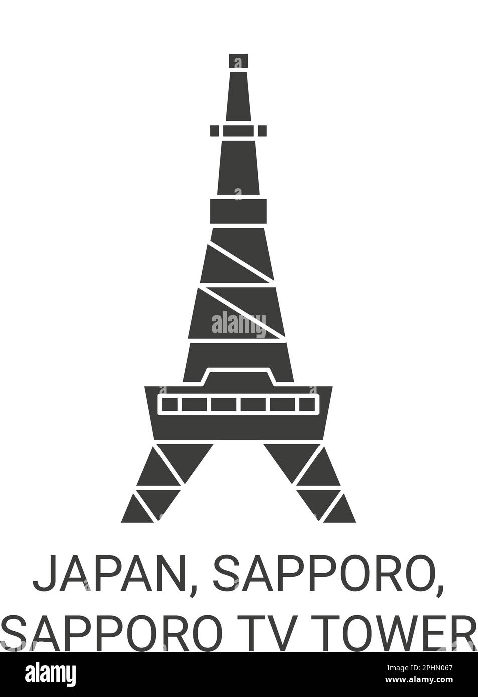 Japan, Sapporo, Sapporo Tv Tower travel landmark vector illustration Stock Vector